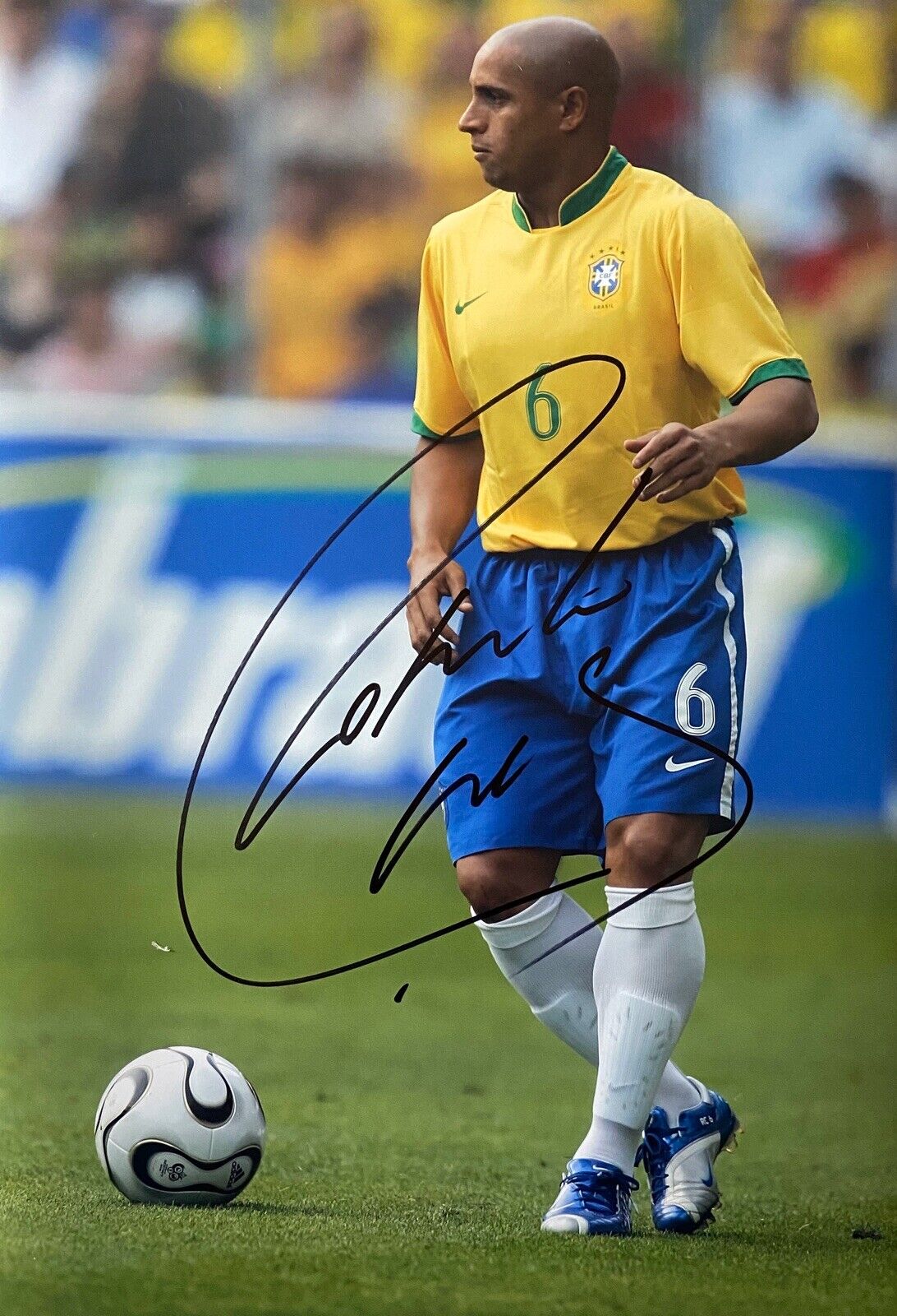 Roberto Carlos Genuine Hand Signed Brazil 18x12 Photo Poster painting, Photo Poster painting Proof