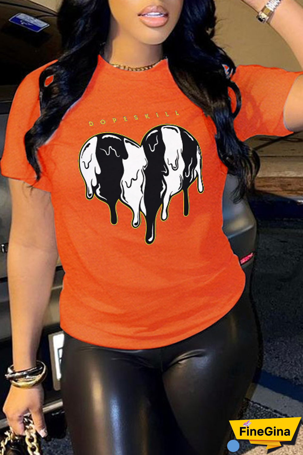 Black Casual Street Print Patchwork Letter O Neck T-Shirts