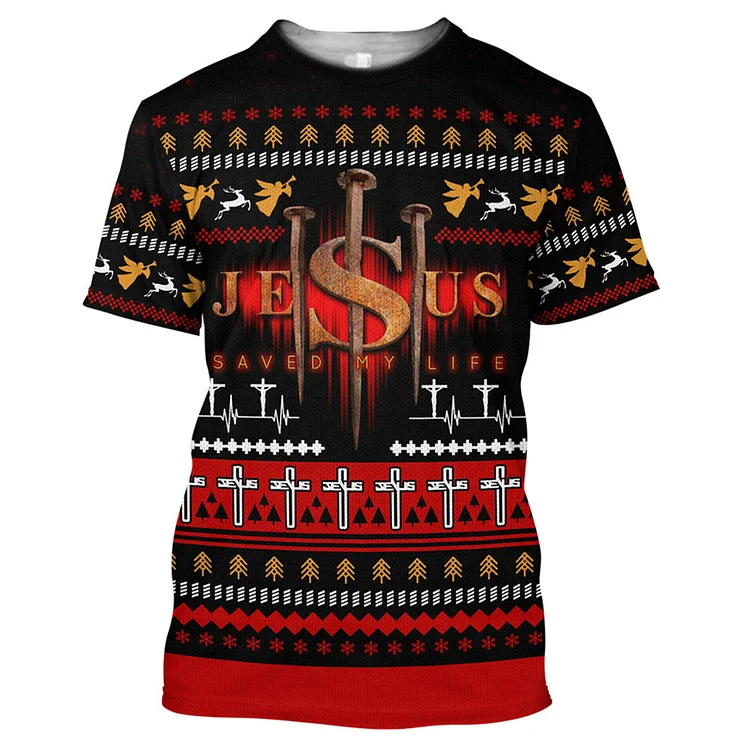 Cross Jesus Christ 3D Print Men's Short-sleeved T-shirts at Hiphopee