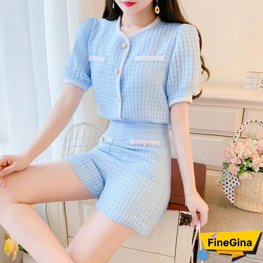 Elegant Short Sleeve Tee+Shorts P11399