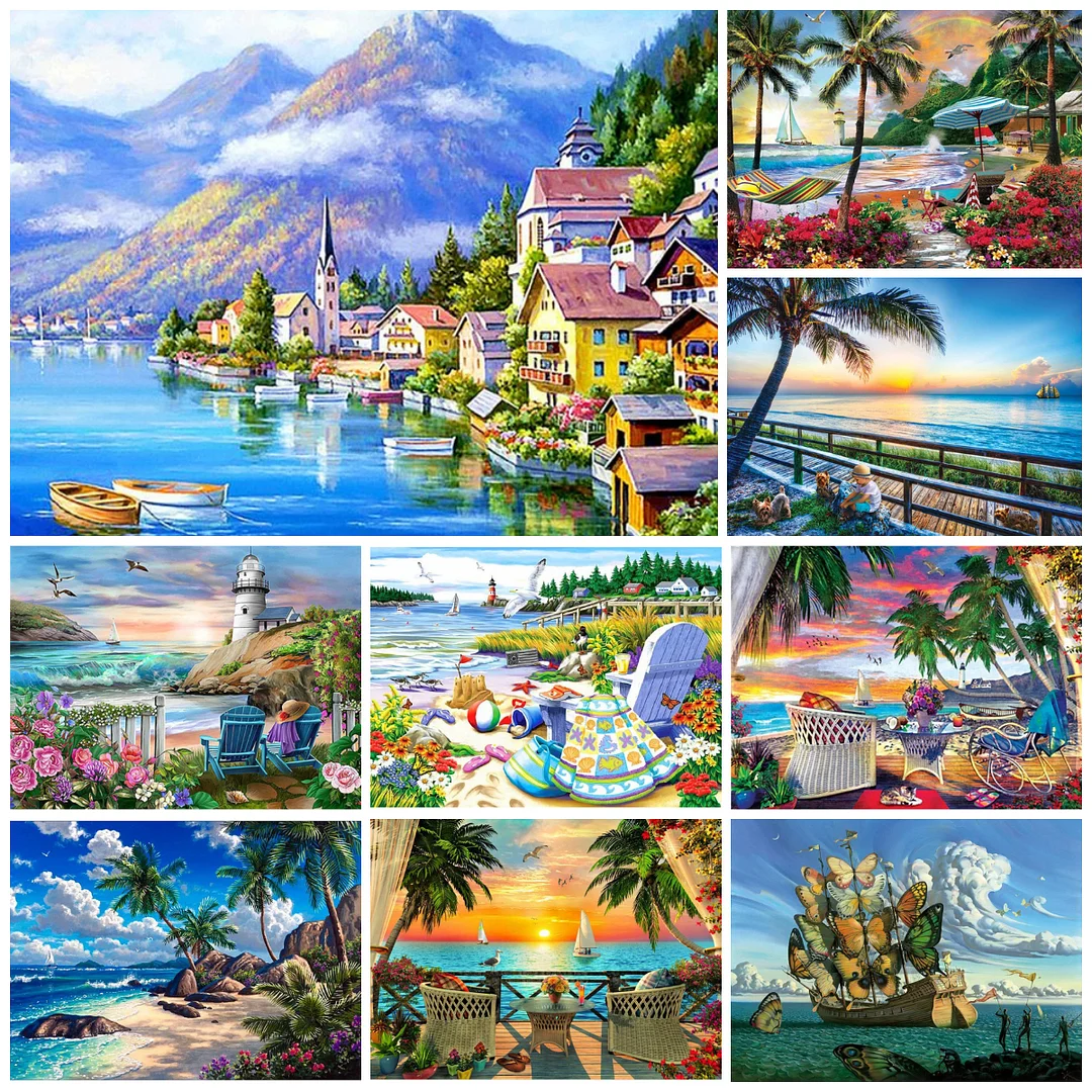 Diamond Painting - Full Round/Square Drill - Seaside Scenery(30*40 - 50*60cm)