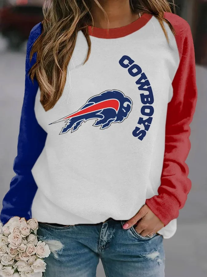 Wowen's Footabll Print Casual Sweatshirt