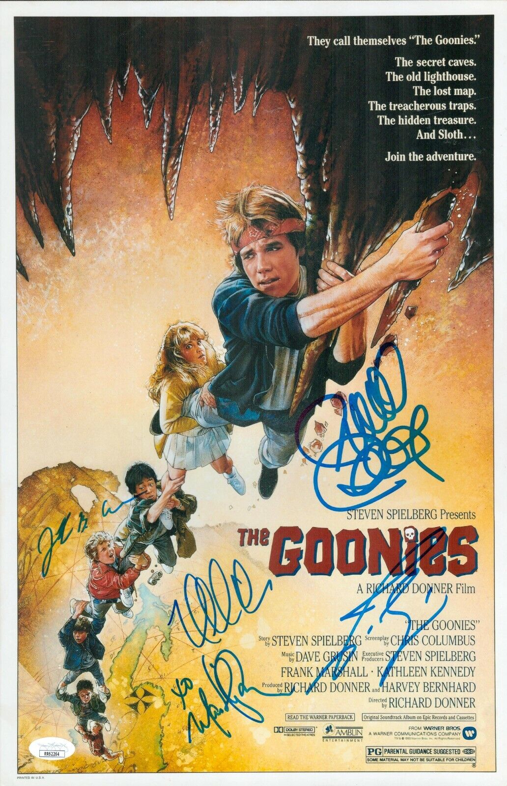 Richard Donner Josh Brolin +3 Signed 11x17 Goonies Authentic Autograph JSA COA