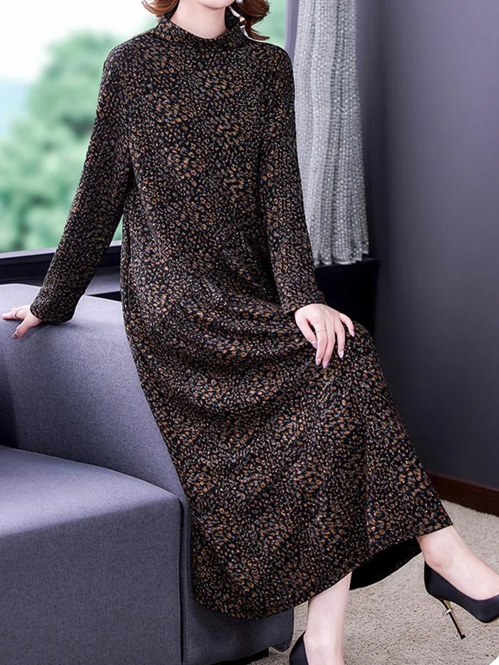 Elegant Korean Silk Long Sleeve Dress