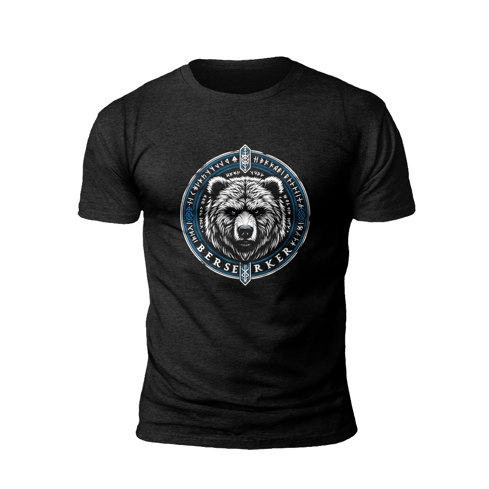 Berserker's Embrace: Bear and Rune Circle T-Shirt