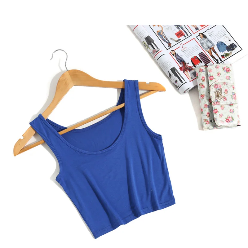 Summer Slim Render Short Top Sexy Women Sleeveless U Crop Tops Tank Tops Solid Blackwhite Crop Tops Vest Tube Top 8Color