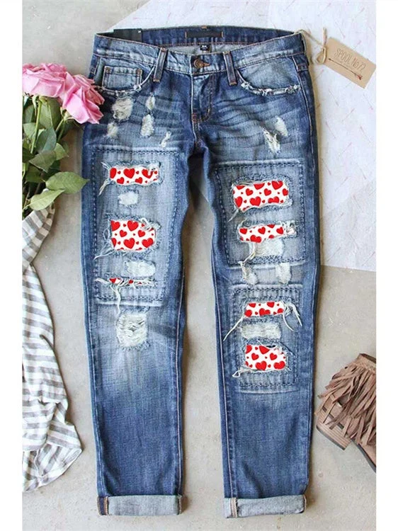 Women's Plaid Hollow Jeans