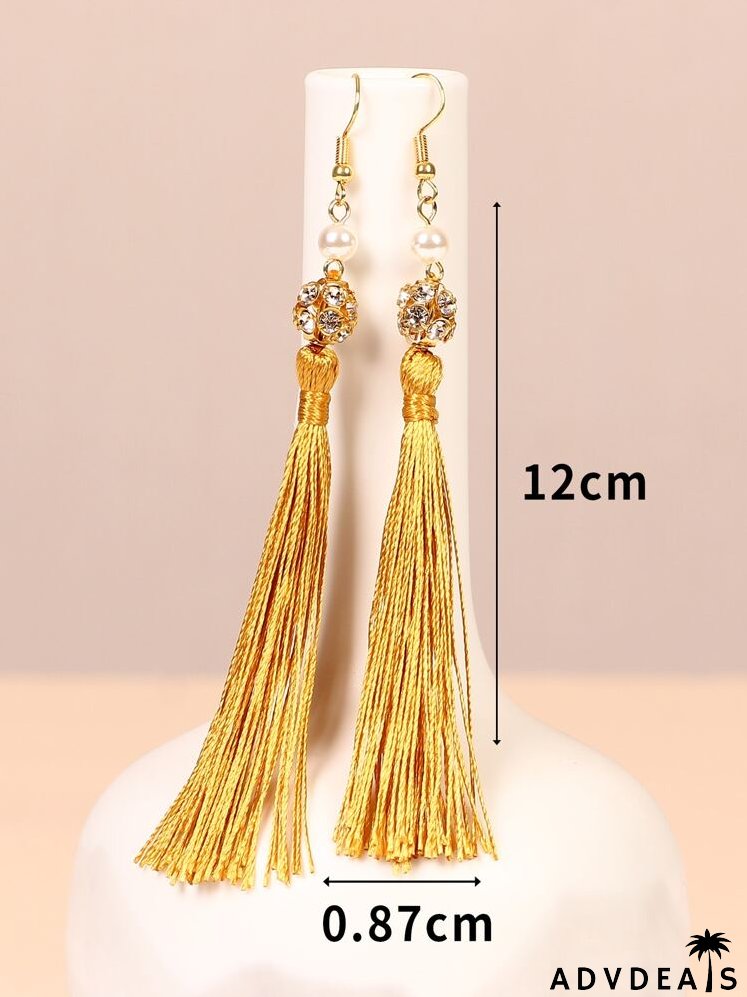 Faux Pearl & Tassel Drop Earrings