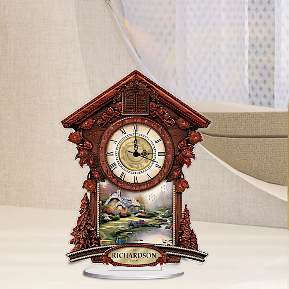 DIY Village Hut Acrylic Special Shaped 5D Diamond Painting Clock Art Craft
