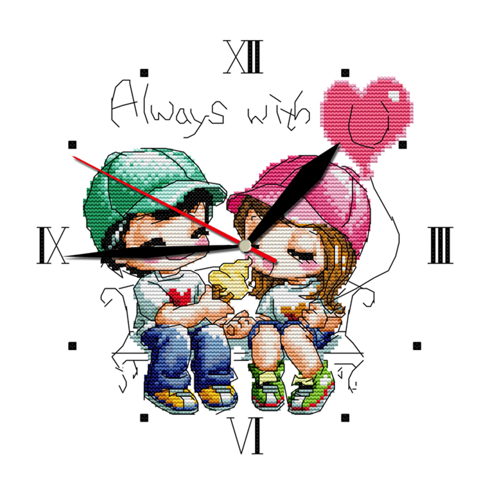 

Clock Couples - 14CT Stamped Cross Stitch - 29*29CM, 501 Original
