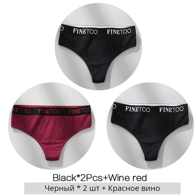 FINETOO Cotton Thongs Women Wide Belt Letter G-string Underwear M-XL Girls T-back Underpants Comfortable Thong Panties Lingerie