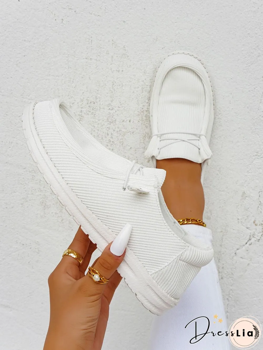 Casual Light Lace Up Flats Canvas Shoes