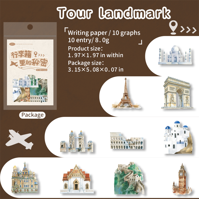 Sticker - The Secert in The Suitcase Series Vintage Travel Landscaping 