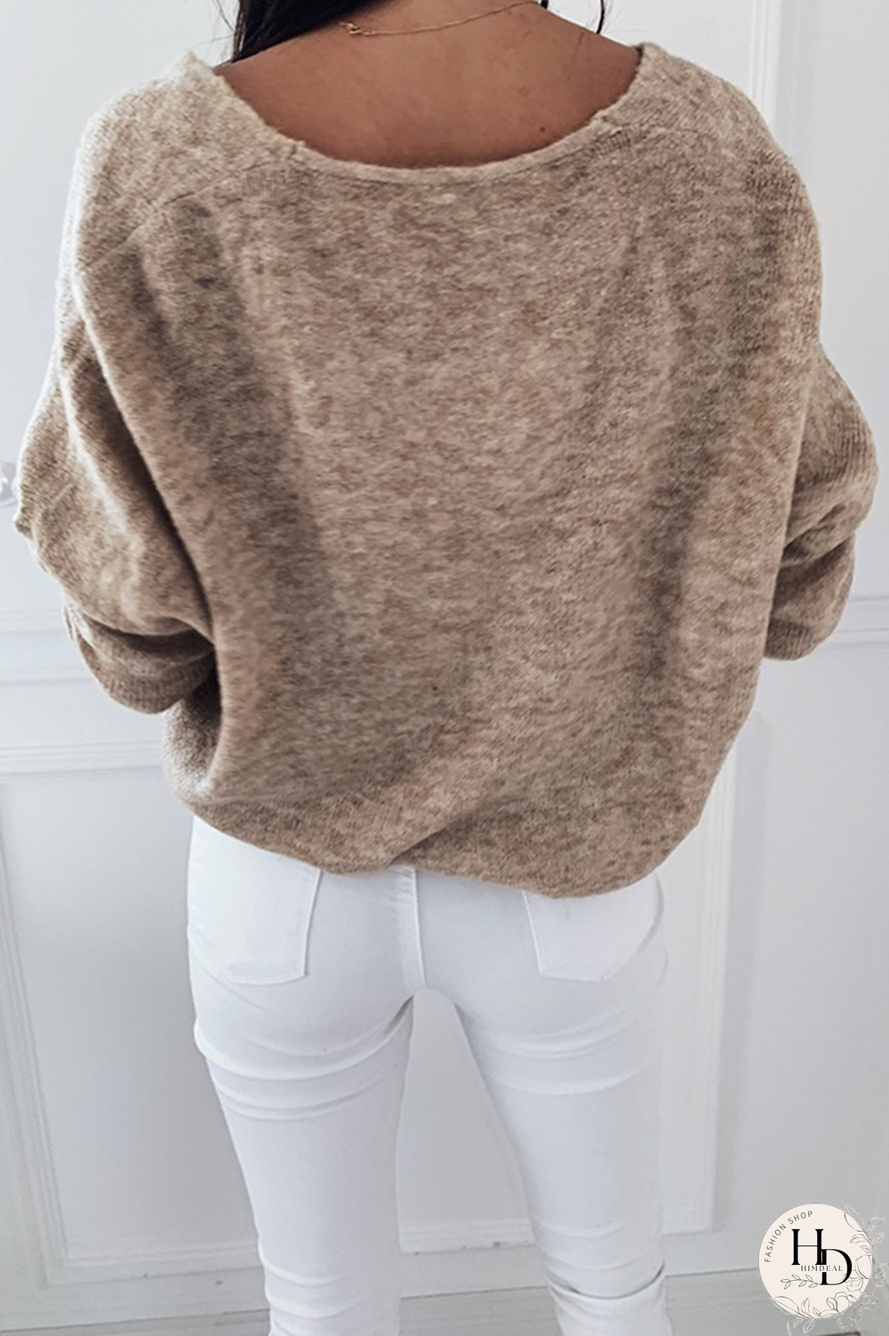 Casual Solid Basic V Neck Tops Sweater（4 colors）