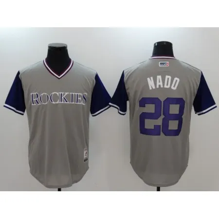 Men's Colorado Rockies #28 Nolan Arenado Grey Stitched Jersey