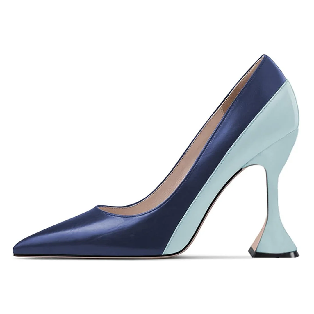 Blue Two Tone Pointed Toe Fashionable Pumps for an Elegant Outfit