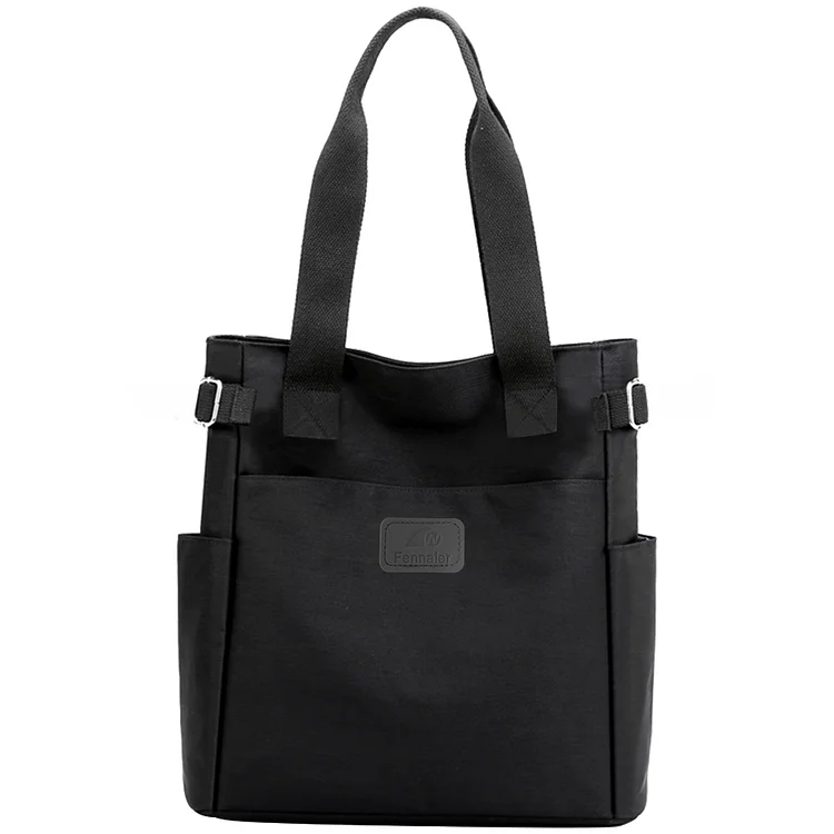Women Shopping Handbag Zipper Waterproof Foldable Hobo Bag (Black)