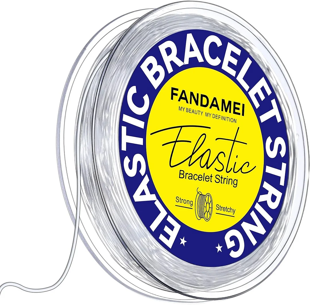 1mm Elastic Bracelet String Cord, FANDAMEI Crystal Stretch Bead Cord for Bracelets  Jewelry Making, Clear Stretchy