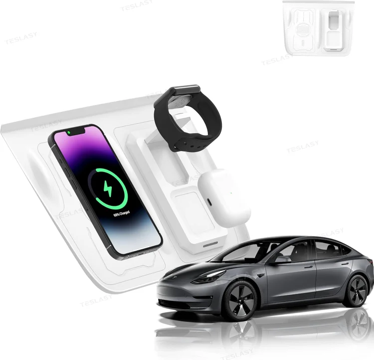 Teslasy Tesla Model Y/3 Wireless Charging Silicone Anti-Slip Mat Limiter & Anti-Slip Organizer (3-in-1Charging)