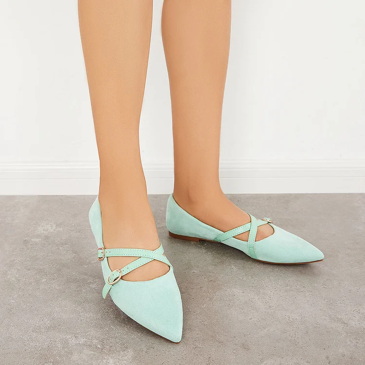 Pointed Toe Criss Cross Straps Flats Backless Loafers