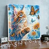Framed Diamond Painting - Special Shaped - Cat and Butterflies (25x25cm)