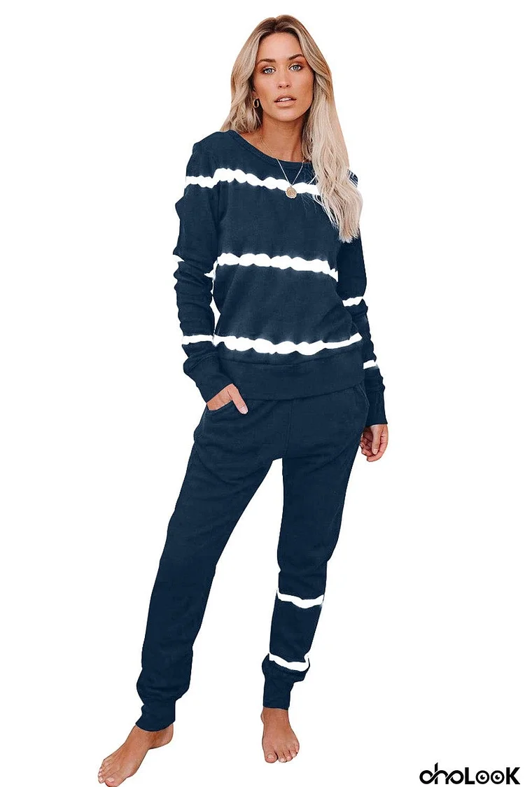 Stripes Long Sleeves and Joggers Lounge Set