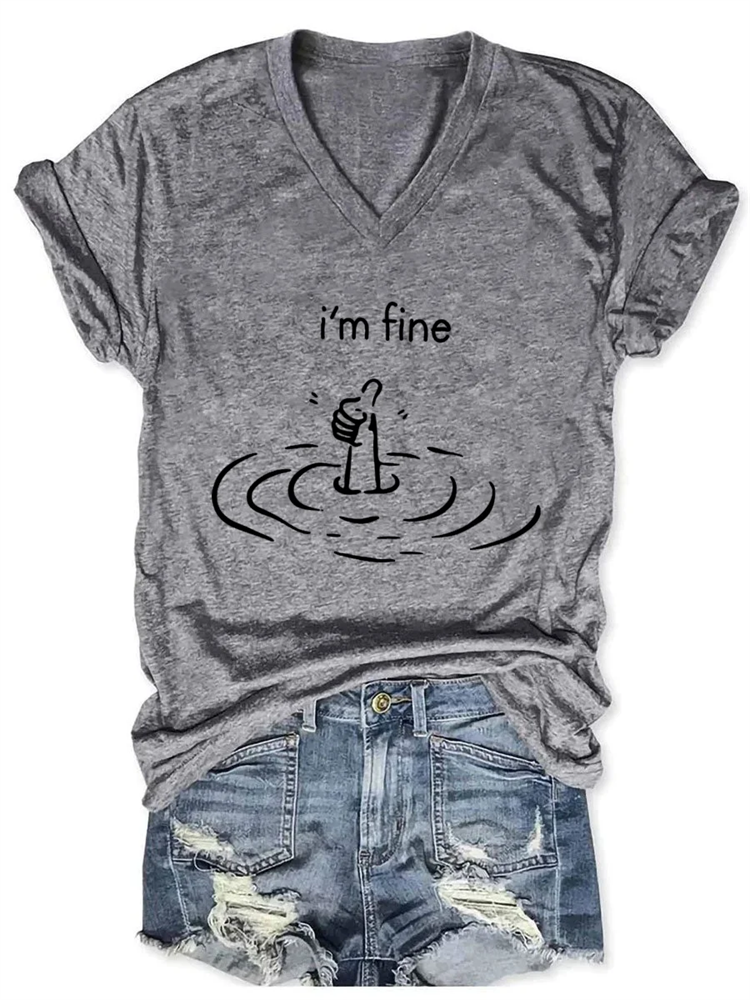 Simpfit Mir geht es gut T-Shirt mit V-Ausschnitt