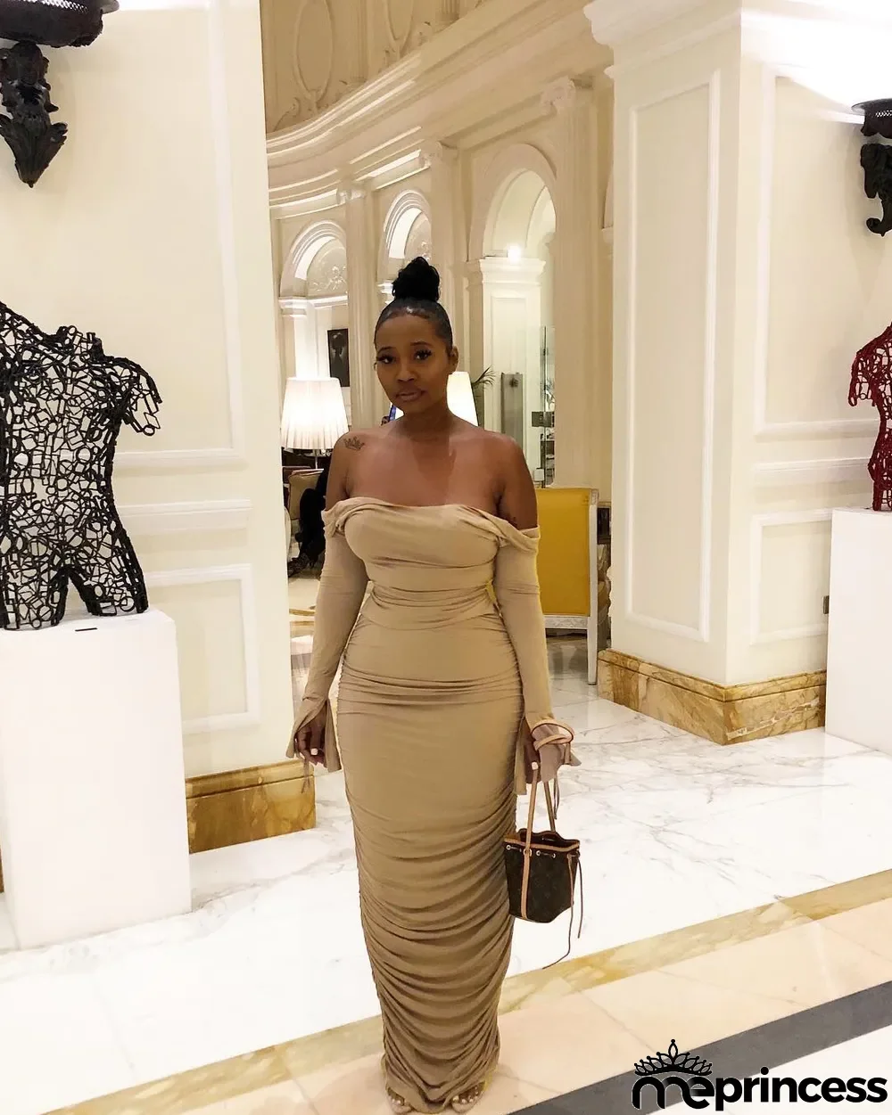 Sexy Off Shoulder Ruched Long Sleeve Bodycon Maxi Dress
