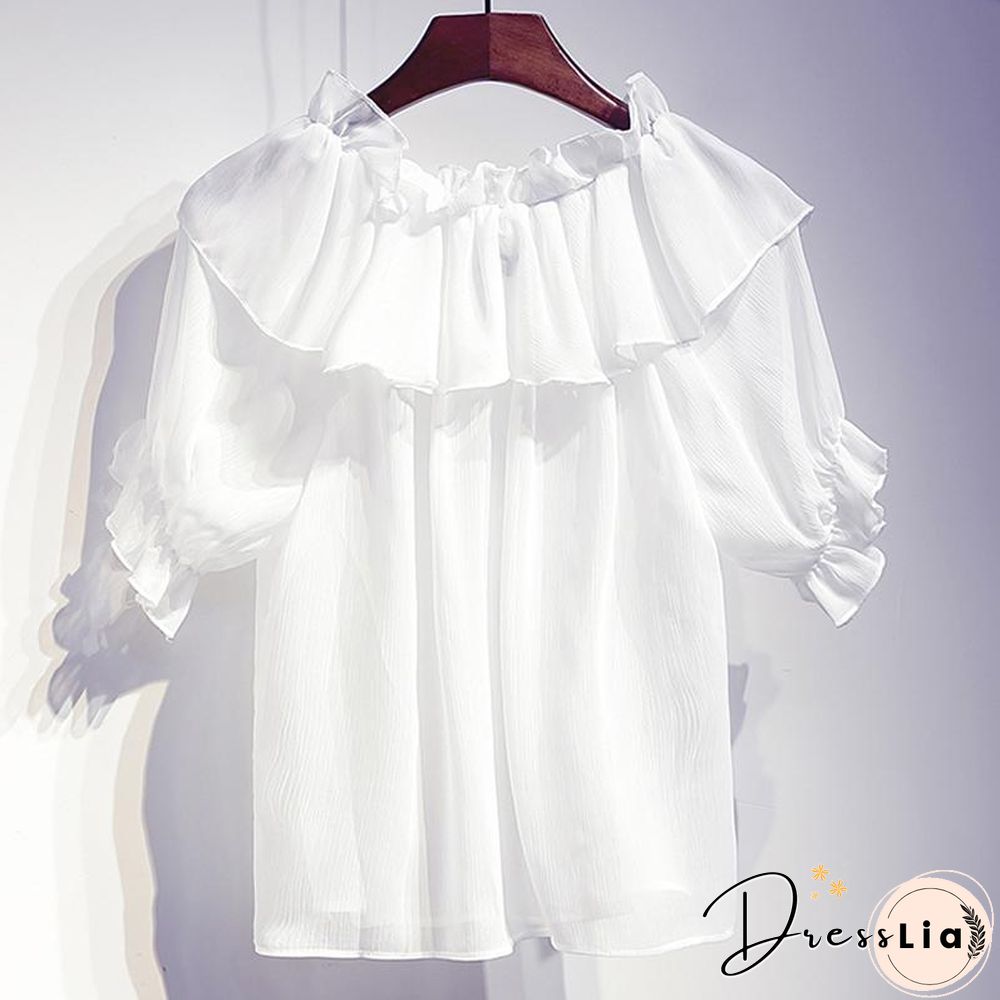 Sweet Chiffon Tee+Denim Skirt P15755