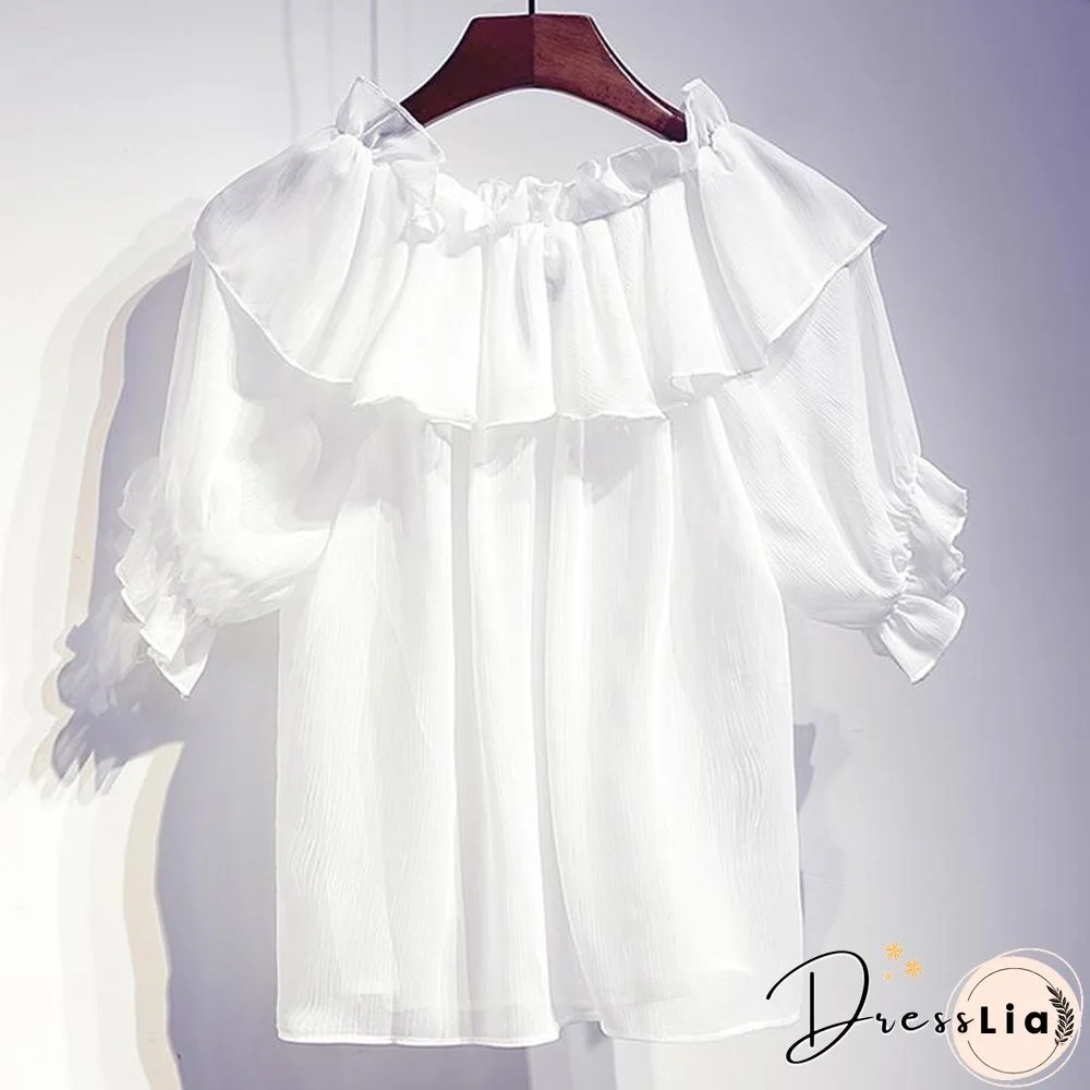 Sweet Chiffon Tee+Denim Skirt P15755