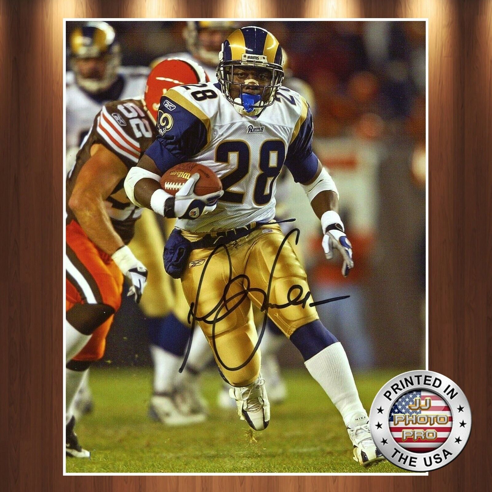 Marshall Faulk Autographed Signed 8x10 Photo Poster painting (HOF Rams) REPRINT