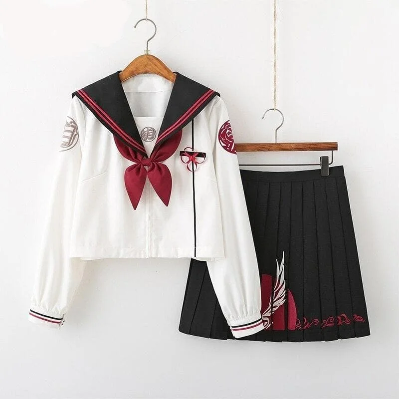 Embroidery Girls Japanese School Uniforms High School Sailor Suit SP352