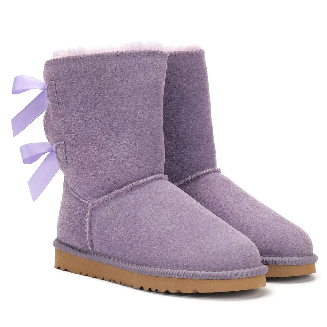 Women's Snow Boots for Winter Mid-Calf High Back Bows-MERUMOTE