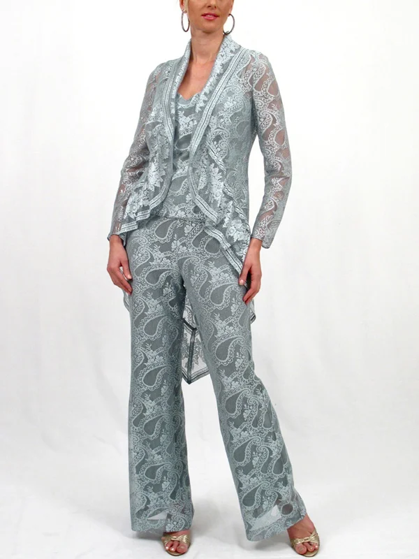 Lace vest top trousers three piece suit