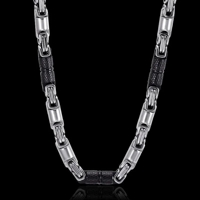 6MM Two Tone Titanium Stainless Steel 55CM Chain-VESSFUL