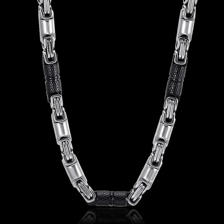 6MM Two Tone Titanium Stainless Steel 55CM Chain