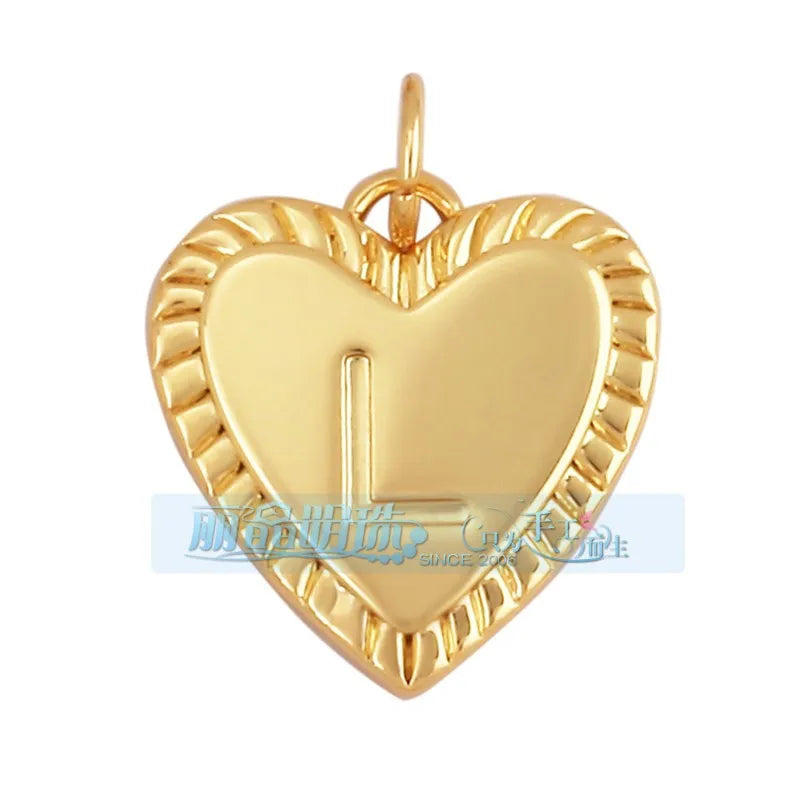 1 Piece 15 * 19mm Hole 5~5.9mm Copper Zircon Letter Heart Shape Pendant Jewelry Accessories