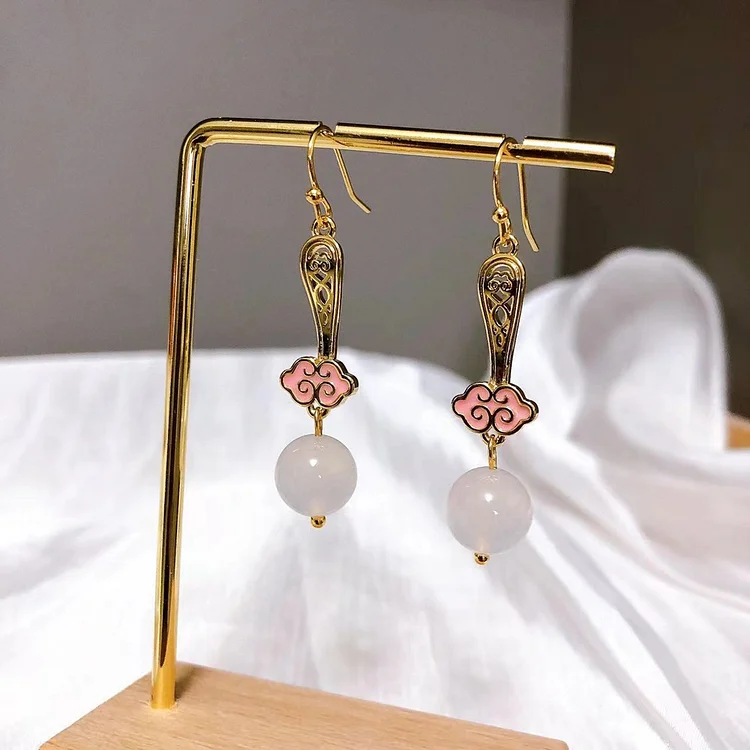 Tassel jade new style earrings