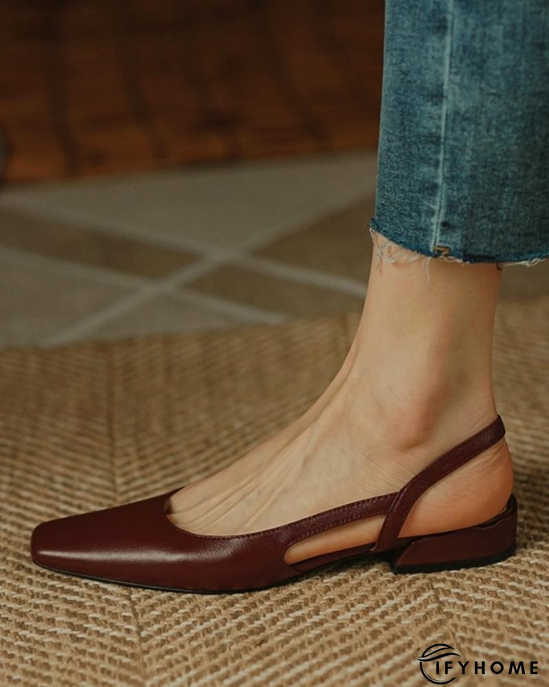 Square Toe Cutout Slingback Slip On Shoes | IFYHOME