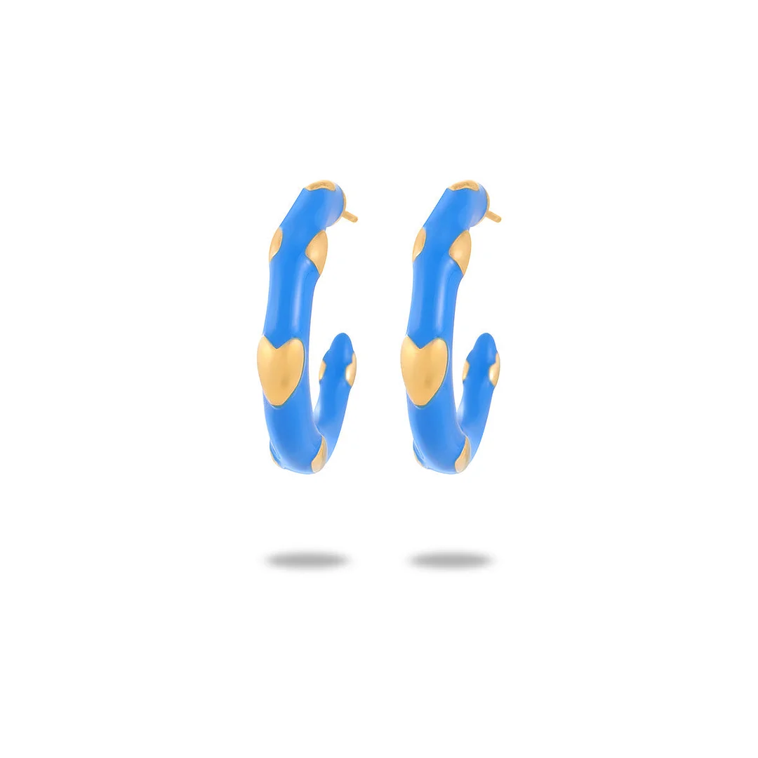 C-shaped Oil Dripping Love Titanium Steel Earrings