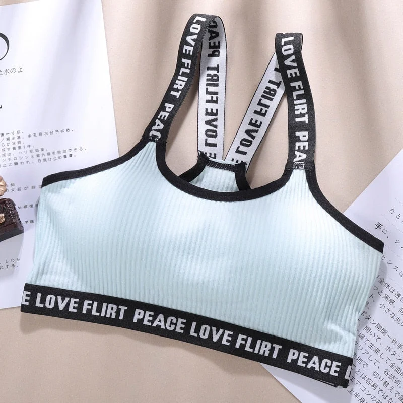 FINETOO Women Cotton Tube Top Femme Underwear Sexy Lingerie Bralette Cross Letter Strap Backless Bras Padded Brassiere Camisole