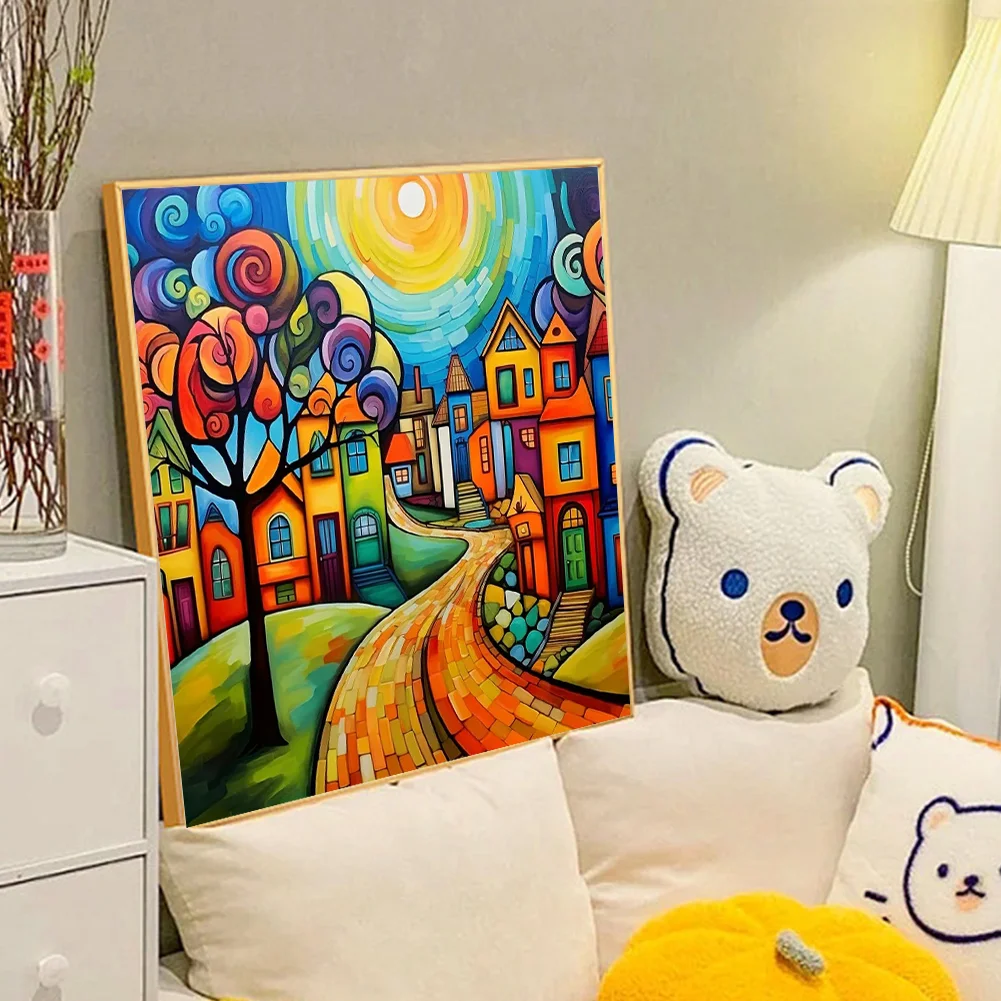 Diamond Painting - Full Round Drill - Colorful House(Canvas|40*40cm)