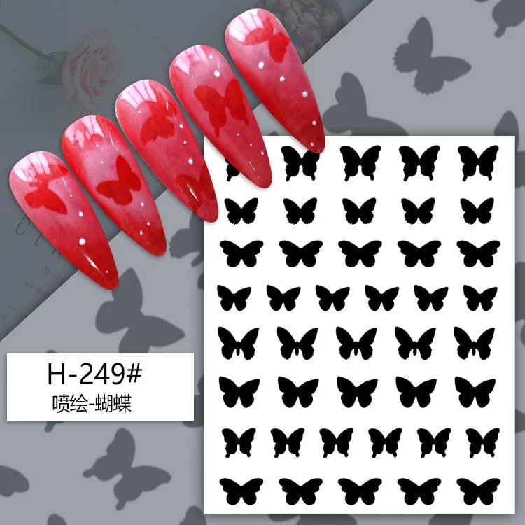 1PC 3D Nail Stickers Black Heart Love Self-Adhesive Slider Letters Nail Art Decorations Stars Decals Manicure Accessories-Nail Inspo