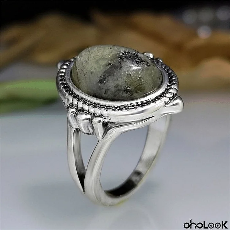 Unisex Old Stunning Natural Moonstone Silver Rings