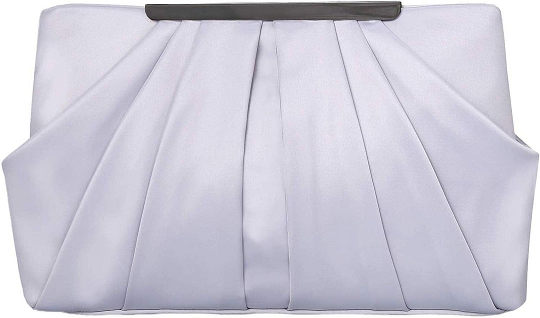 Pleated Satin Evening Handbag Clutch With Detachable Chain Strap Wedding Cocktail Party Bag for women