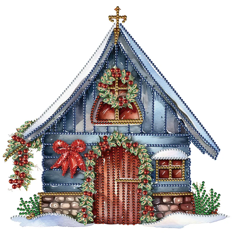 Partial Special-Shaped Diamond Painting - Christmas Cottage 30*30CM