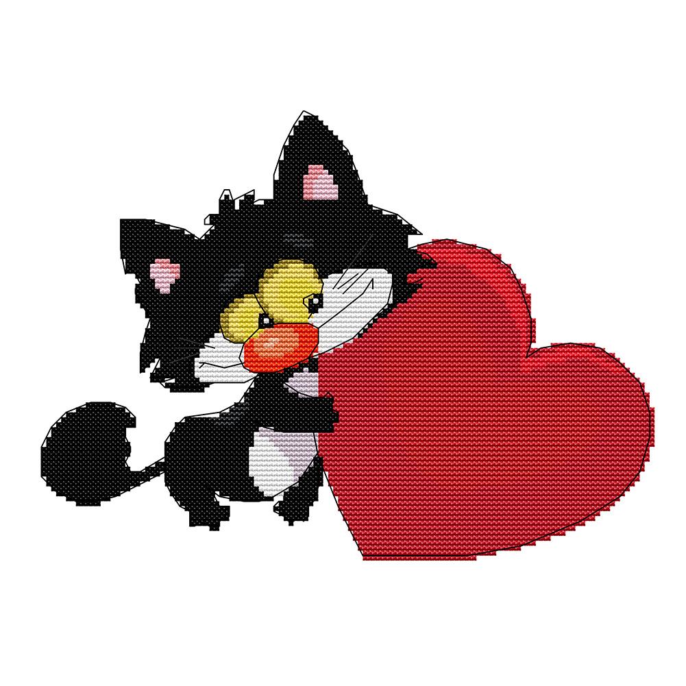 

32*22CM Cross Stitch-Black Cat, 501 Original