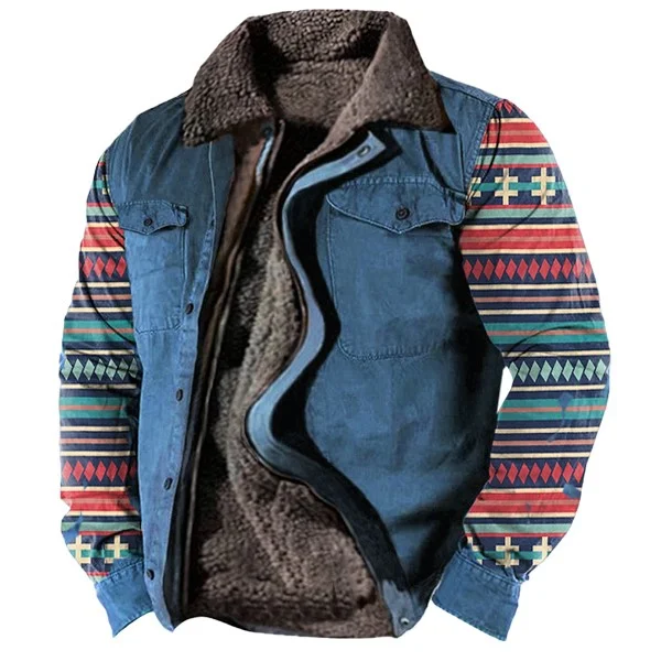Men's Tribal Print Patchwork Ethnic Boho Jacket