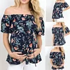Maternity Short Sleeve Tops Breastfeeding Off Shoulder Floral Shirt Tops