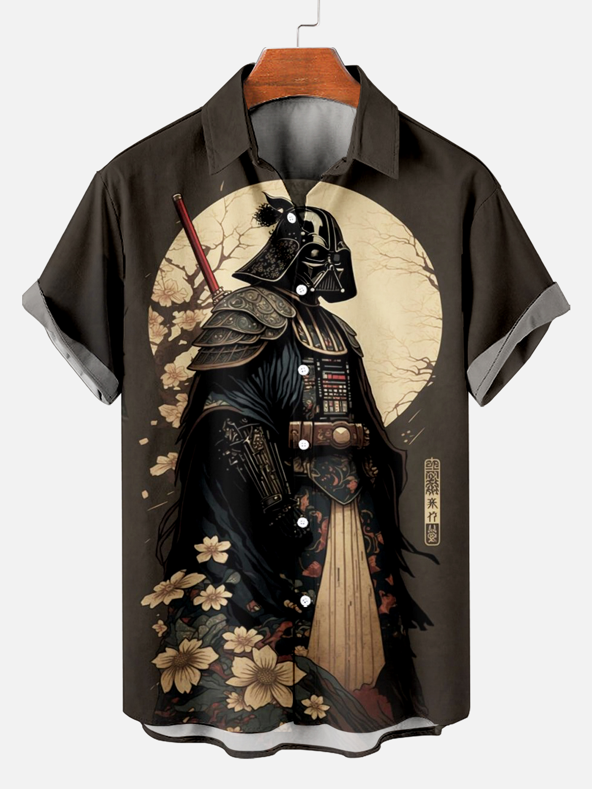 Retro Mask Samurai Short Sleeve Shirt PLUSCLOTHESMAN